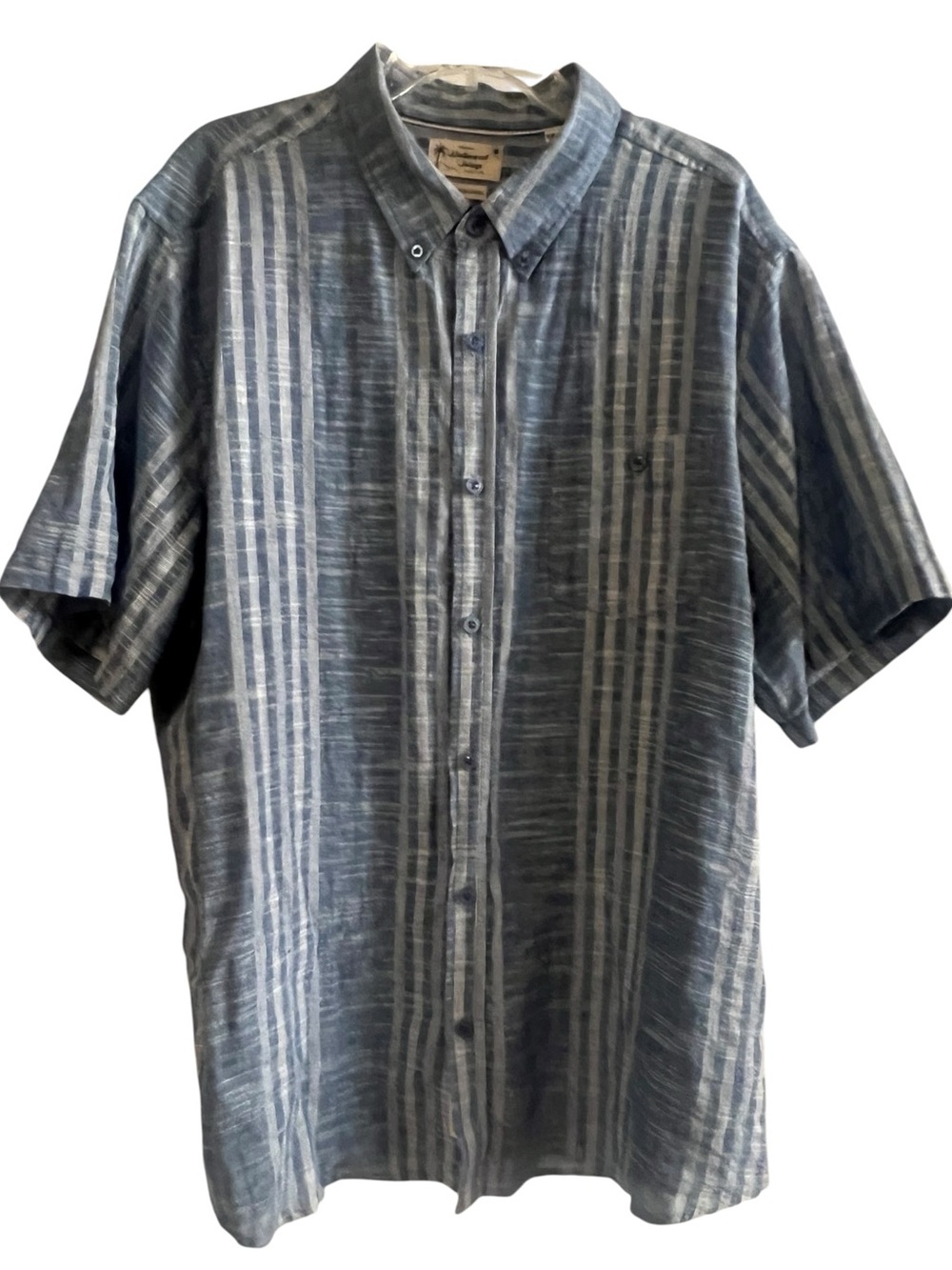 Weatherproof Men’s Blue Striped Short-Sleeve Button-Down Shirt